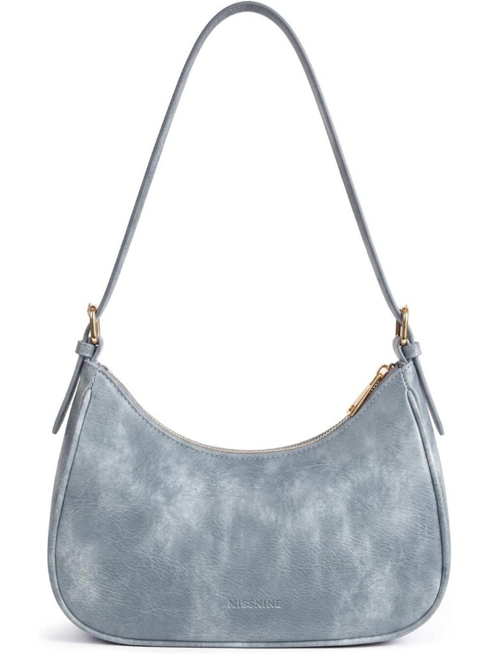 Womens Blue Vegan Leather Small Hobo Underarm Clutch Purse Shoulder Bag